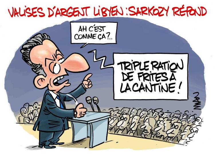 Dessin de presse : Argent libyen presse : Argent libyen