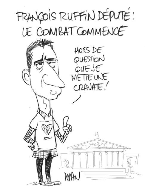 Dessin de presse : Ruffin député presse : Ruffin député