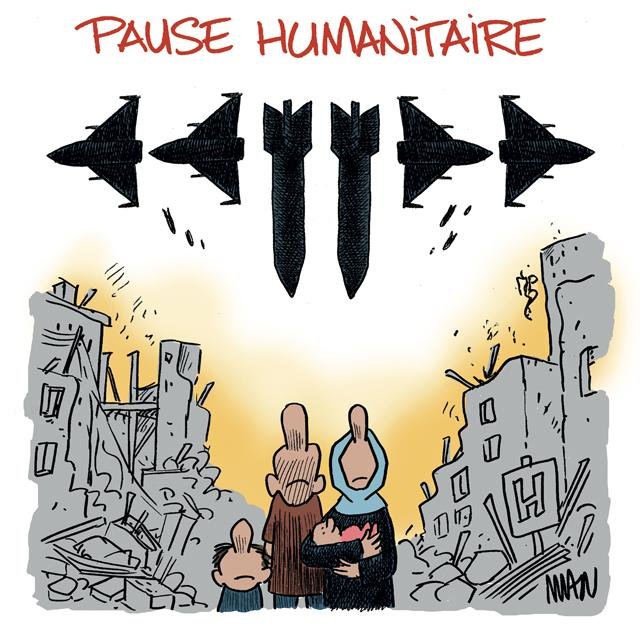 Dessin de presse : Pause humanitaire presse : Pause humanitaire