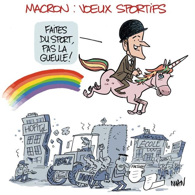 Dessin de presse : Macron & le sport presse : Macron & le sport