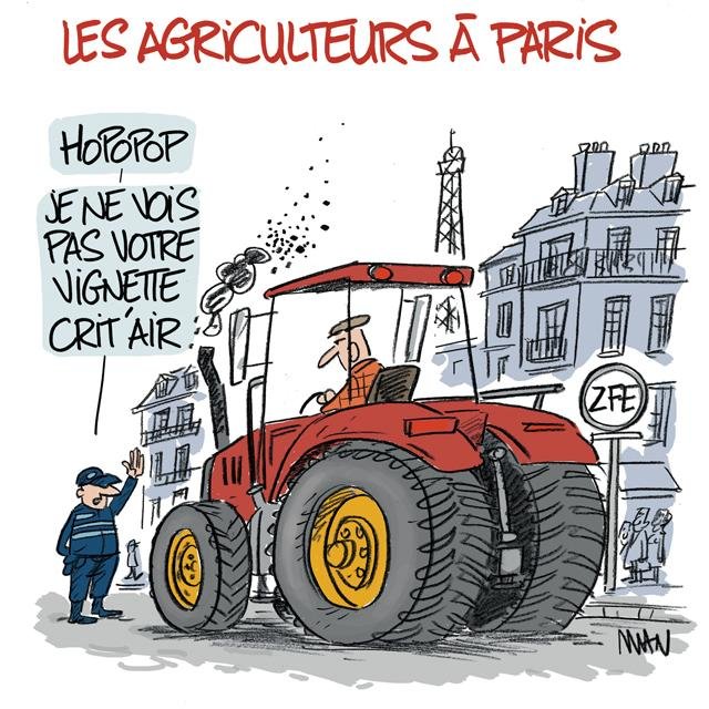 Dessin de presse : Agriculteurs à Paris presse : Agriculteurs à Paris