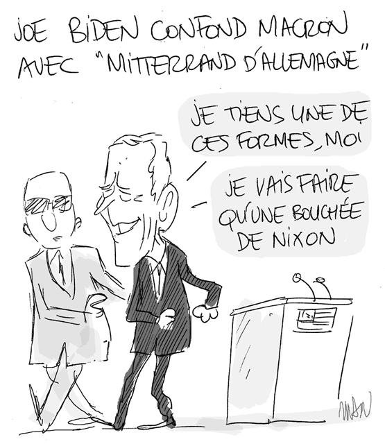 Dessin de presse : Biden & Mitterrand presse : Biden & Mitterrand