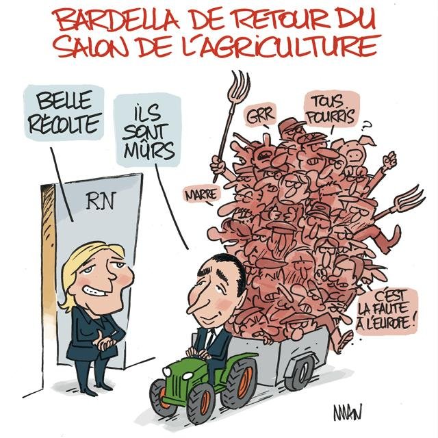 Dessin de presse : Bardella meuh presse : Bardella meuh