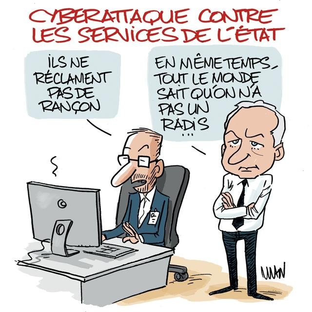 Dessin de presse : Cyberattaque presse : Cyberattaque