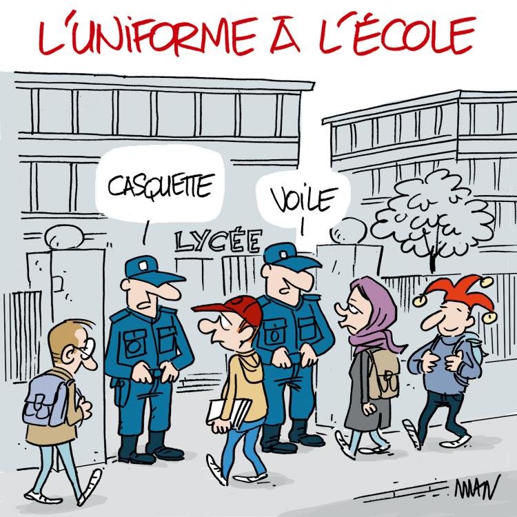 Dessin de presse : Uniforme à l'école presse : Uniforme à l'école