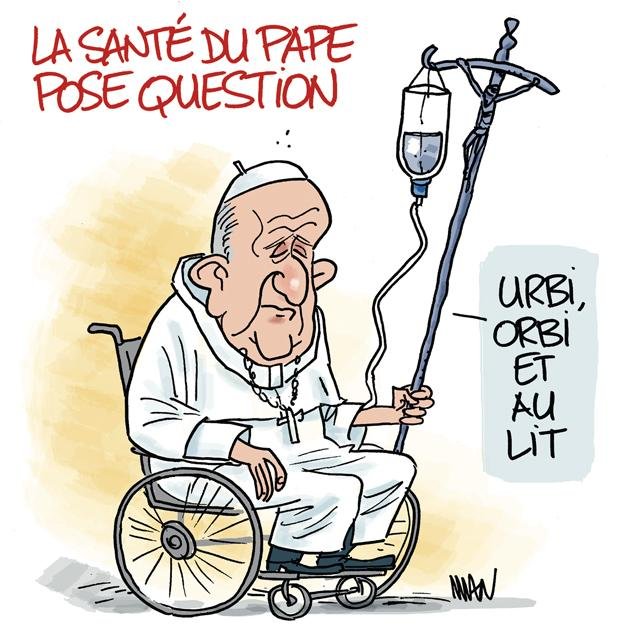 Dessin de presse : Pape fatigué presse : Pape fatigué